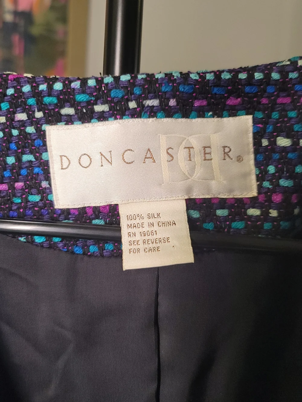 VINTAGE DONCASTER 100% Silk Tweed Blazer Jacket Multicolor Women's Size 10